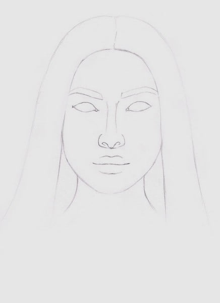 Częściowo naszkicowany portret twarzy kobiety